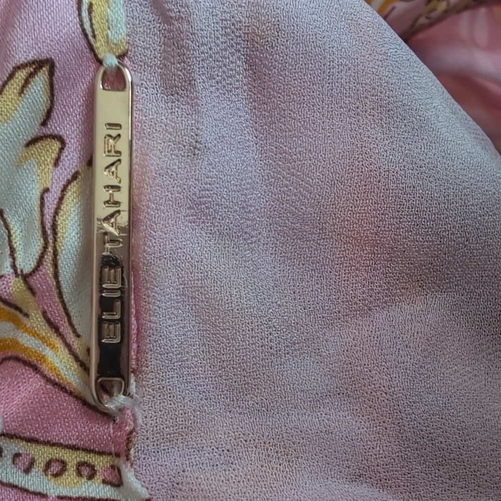 Elie Tahari Pink and Gold Patchwork Blouse - Picture 11 of 12